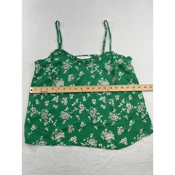 NWOT Lush Women's Medium Green Floral Short Ruffle Sheer Blouse - Picture 6 of 7